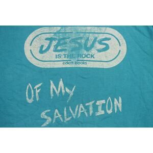 90s Vintage Jesus Is The Rock Of My Salvation Eden Books Tee T Shirt